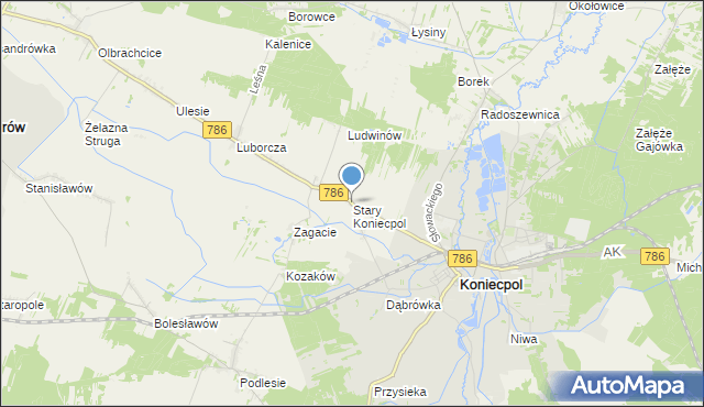 mapa Stary Koniecpol, Stary Koniecpol na mapie Targeo